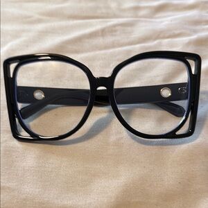 NWOT- Linfemand Chic Black Oversized Square Clear Lens Glasses